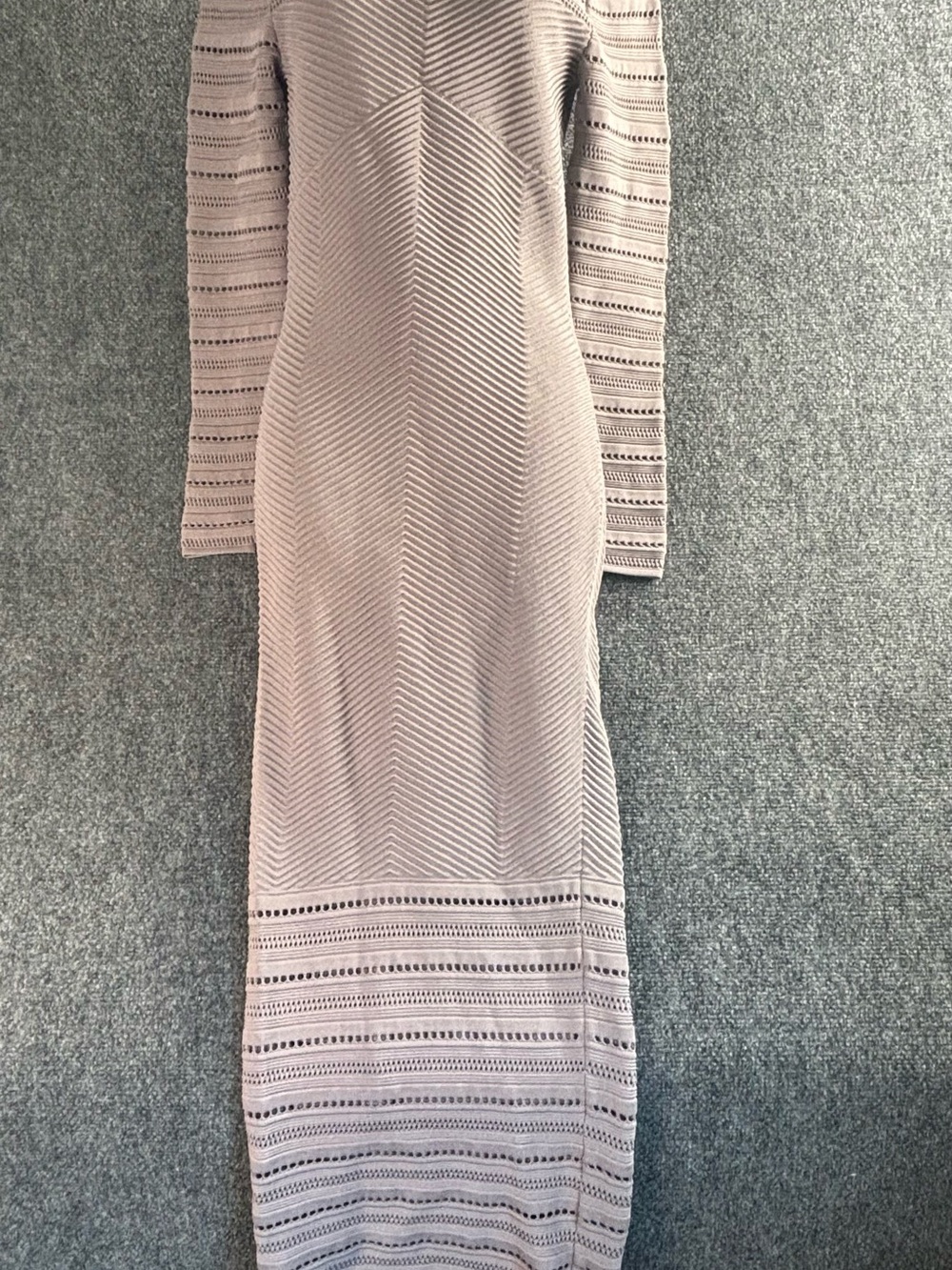 Ronny Kobo Collection Long Sleeve Maxi Dress in Light Taupe